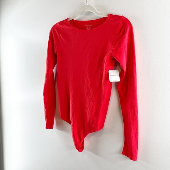 Intimately Free People Long Sleeve Seamless Crewneck Bodysuit Red Medium Large - Picture 7 of 8